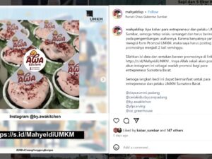 Promo Usaha Gratis di Akun Instagram Mahyeldi Diminati Pelaku UMKM