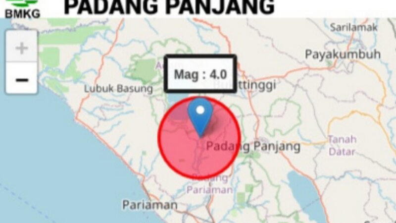Sesar Sianok Aktif, Gempa M4.0 Guncang Padang Panjang