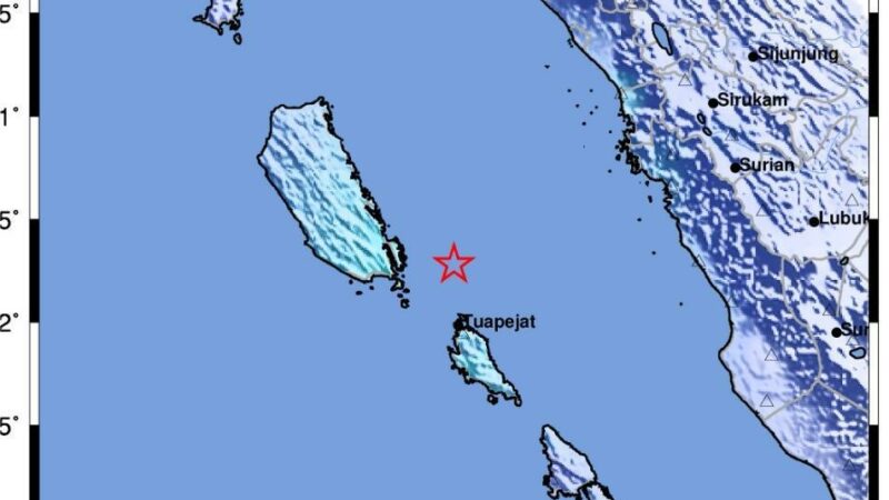 Gempabumi Tektonik M5,0 Guncang Kepulauan Mentawai