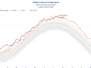 Trend Peningkatan suhu Sumbar tahun 2024