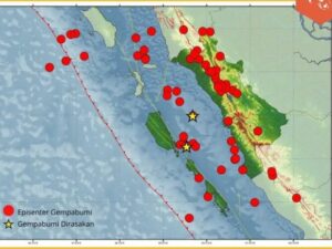 Selama Juli 2024, terdapat 63 kali kejadian gempa bum yang tersebar di wilayah Sumatra Barat (Sumbar) dan sekitarnya.