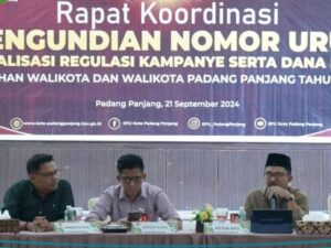 KPU Padang Panjang Gelar Rakor Persiapan Pengundian Nomor Urut