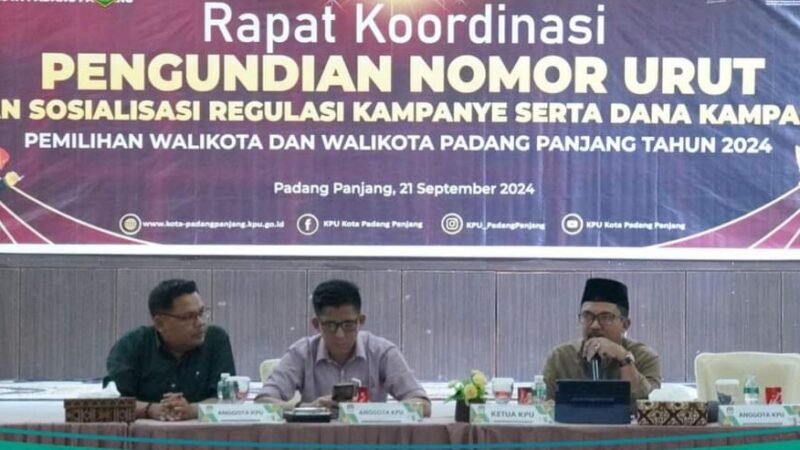 KPU Padang Panjang Gelar Rakor Persiapan Pengundian Nomor Urut