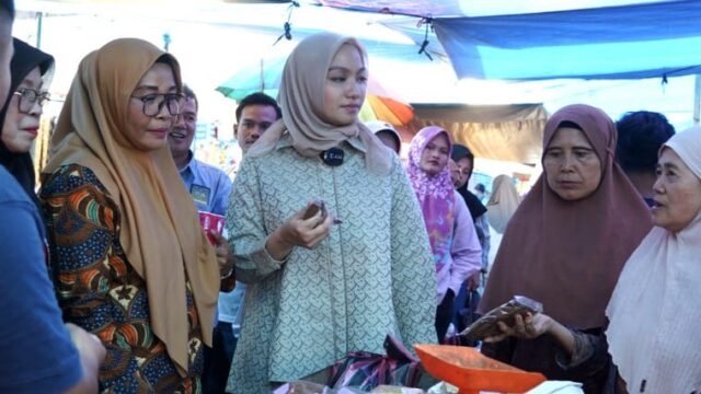 Calon Bupati Dharmasraya Annisa Suci Ramadhani Blusukan di Pasar Sikabau