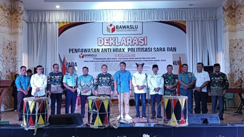 Bawaslu Sumbar Gelar Deklarasi Pengawasan Anti Hoaks, Politisasi SARA, dan Netralitas ASN Jelang Pilkada 2024