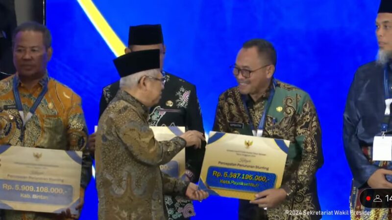 Pemko Payakumbuh kembali diganjar penghargaan berupa Dana Insentif Fiskal tahun berjalan tahun 2024 kategori Percepatan Penurunan Stunting