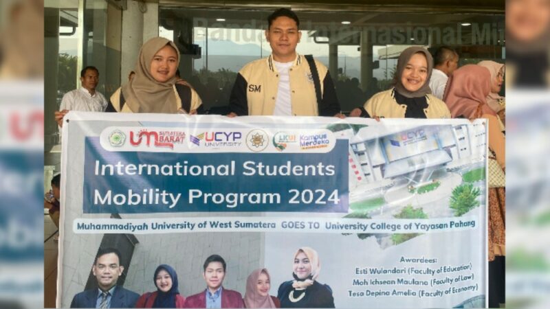 tiga mahasiswa Universitas Muhammadiyah Sumatera Barat mengikuti International Student Mobility Program 2024 di UCYP University Malaysia,