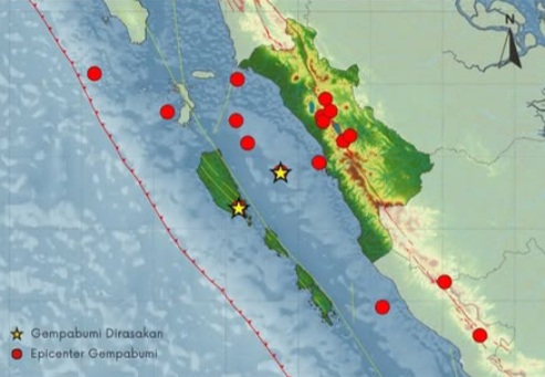 Sebanyak 17 kali gempa bumi terjadi di Sumatra Barat (Sumbar) dan sekitarnya selama periode 13-19 Desember 2024. Selama periode ini