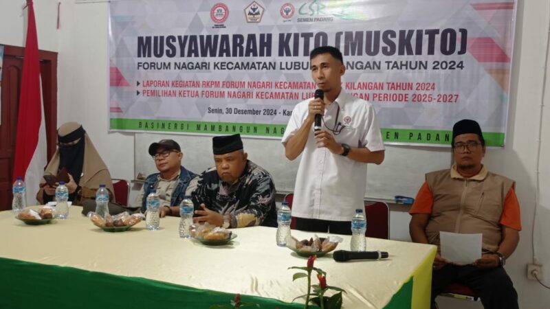 Ivan Arizal terpilih sebagai Ketua Forum Nagari Kecamatan Lubuk Kilangan pada Musyawarah Kito (Muskito) yang digelar pada Senin (30/12/2024).