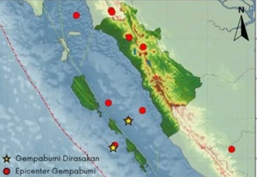 Sebanyak 12 kali gempa bumi terjadi di wilayah Sumatra Barat (Sumbar) selama periode 27 Desember 2024 hingga 2 Januari 2025. Pada periode