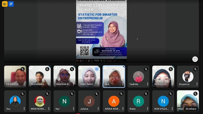 Fakultas Pertanian UM Sumatera Barat mengikuti kegiatan Agribusiness Webinar yang dilaksanakan oleh Agribusiness Fakulti