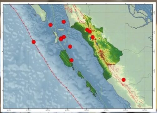 BMKG mencatat sebanyak 12 kali gempa bumi terjadi di wilayah Sumatra Barat (Sumbar) dan sekitarnya selama periode 1-7 Februari 2025.