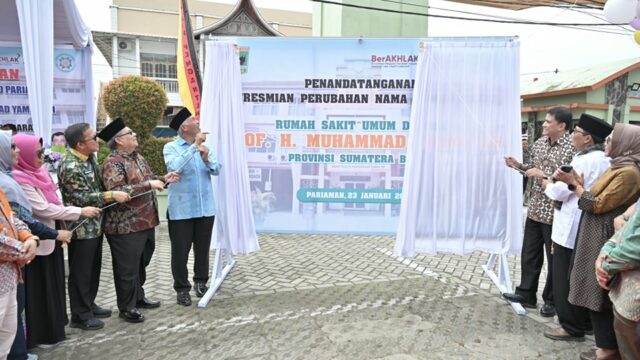 Gubernur Mahyeldi Resmikan Perubahan Nama RSUD Pariaman Menjadi RSUD Prof. H. Muhammad Yamin, SH