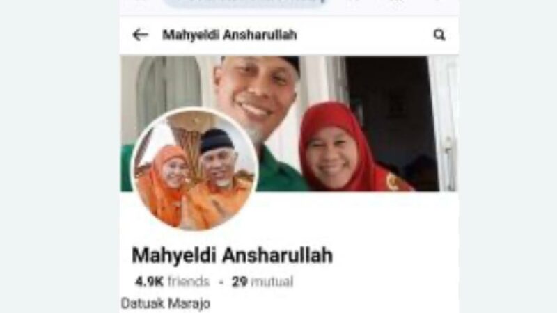 Masyarakat Sumbar Diminta Waspadai Aksi Penipuan di Medsos Mengaku Sebagai Gubernur Mahyeldi