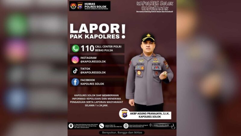 Usung Tagline 'Kapolres Solok Badunsak', AKBP Agung Buka Aduan Lewat Medsos 