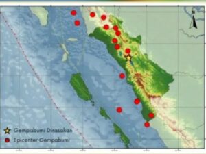 BMKG mencatat terdapat 17 kali gempa bumi di Sumatra Barat (Sumbar) dan sekitarnya selama periode 18-24 April 2025. Terdapat 1 gempa bumi