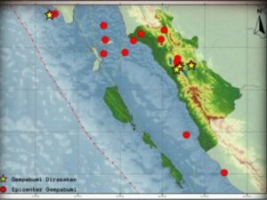 BMKG mencatat terdapat 18 kali gempa bumi terjadi di Sumatra Barat (Sumbar) dan sekitarnya selama periode 2-8 Mei 2025. Ada empat gempa bumi