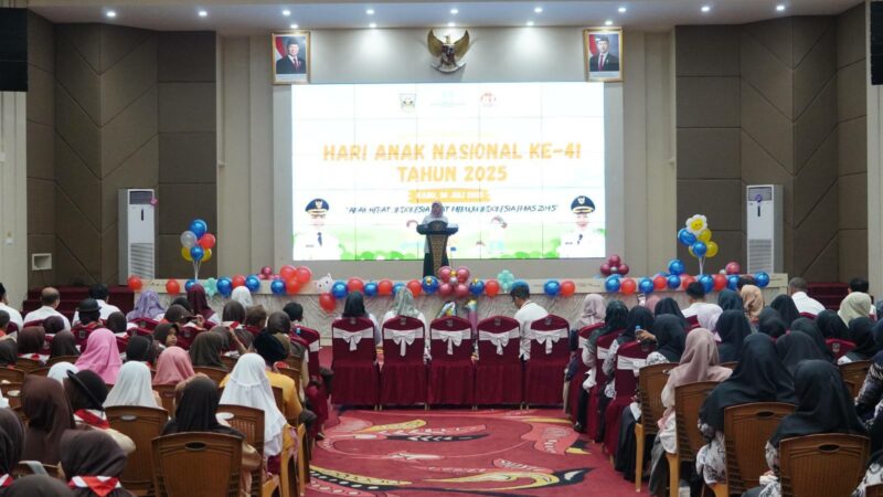 Pemkab Dharmasraya menggelar Peringatan Hari Anak Nasional (HAN) ke-41 Tingkat Kabupaten Dharmasraya Tahun 2025 di Auditorium Dharmasraya