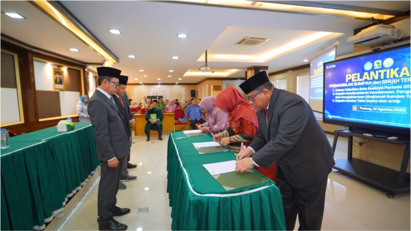 Teguhkan Komitmen Inovasi, Rektor UNAND Lantik Sejumlah Pejabat Baru