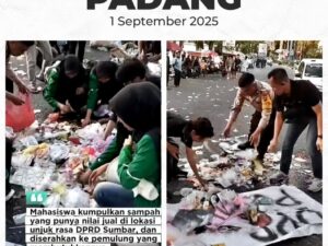 Usai Demo, Mahasiswa Unjuk Aksi Kumpulkan Sampah Berserakan