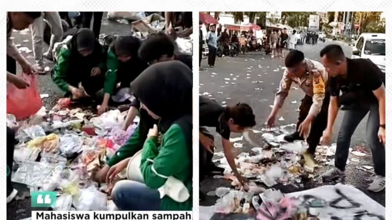 Usai Demo, Mahasiswa Unjuk Aksi Kumpulkan Sampah Berserakan