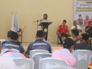 Wakil Bupati Dharmasraya, Leli Arni membuka secara resmi Musyawarah Olahraga Kabupaten (Musorkab) KONI Dharmasraya