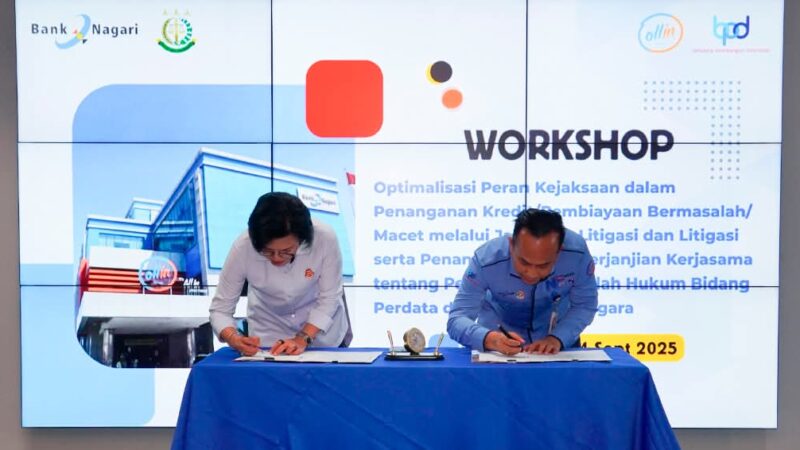 Bank Nagari dan Kejati Sumbar Teken Kerja Sama Penanganan Kredit Macet