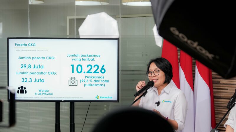Kementerian Kesehatan (Kemenkes) mencatat layanan Cek Kesehatan Gratis (CKG) hingga September 2025 sudah menjangkau hampir 30 juta orang.