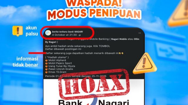 Bank Nagari Ingatkan Nasabah Waspadai Akun Palsu dan Modus Penipuan Undian