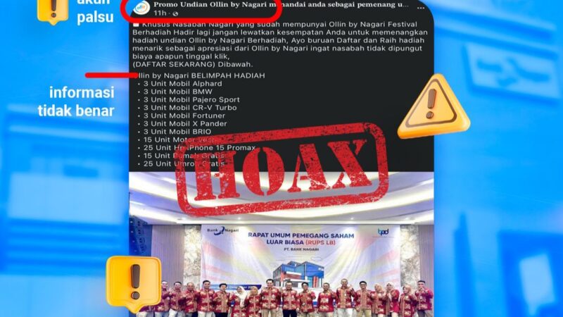 Modus Penipuan Undian, Dirut Bank Nagari Ingatkan Nasabah Waspadai Akun Palsu