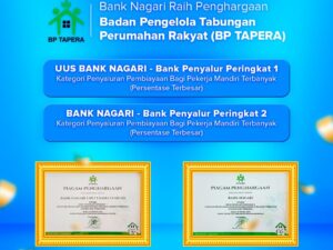 Bank Nagari Raih 2 Penghargaan Nasional dari BP Tapera