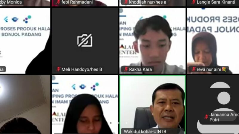 Program Studi Hukum Ekonomi Syariah (HES) UIN Imam Bonjol Padang menggelar pelatihan pendamping proses produk halal secara daring