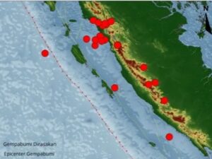 BMKG mencatat terdapat 22 kali gempa bumi di Sumatra Barat (Sumbar) dan sekitarnya pada periode 24-30 Oktober 2025.