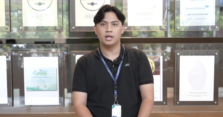 Salah satu peserta Magang Nasional yang berkesempatan menimba pengalaman di PT Garuda Indonesia (Persero) Tbk, Sunshine Kenny Frits Lintang