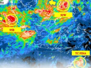 BMKG menganalisis perkembangan signifikan Bibit Siklon Tropis 95B yang teridentifikasi sejak 21 November 2025 di perairan timur Aceh,