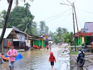 Banjir merendam pemukiman di Kabupaten Padang Pariaman. FOTO BPBD