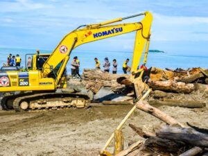 PT Semen Padang Ikut Bersihkan Kayu di Pantai Parupuk, Wamenhut: Target 3 Hari Bersih