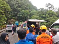 Mobil Box Berisikan 7 Orang Jatuh ke Jurang di Flyover Kelok 9