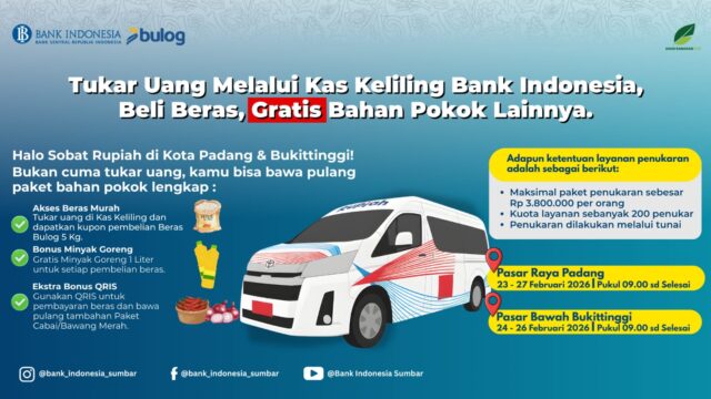 Layanan Kas Keliling, BI dan Bulog Sumbar Sediakan Beras Murah dan Bonus Minyak Goreng