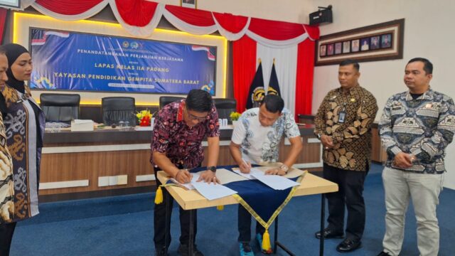 Yayasan Pendidikan Gempita Sumatra Barat melakukan perjanjian kerja sama dengan Lembaga Pemasyarakatan (Lapas) Kelas II A Padang
