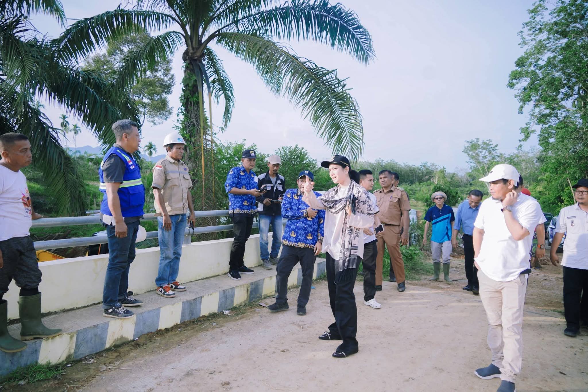 Bupati Dharmasraya Pantau Progres Pembangunan Jembatan Batang Mimpi di Sikabau