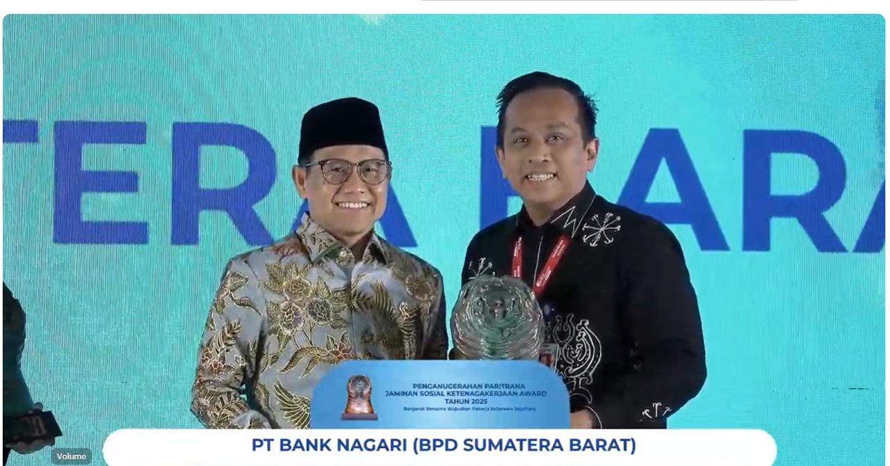 Bank Nagari Raih Paritrana Award 2025, Satu-satunya Wakil Sumatera di Kategori Usaha Besar dan Menengah