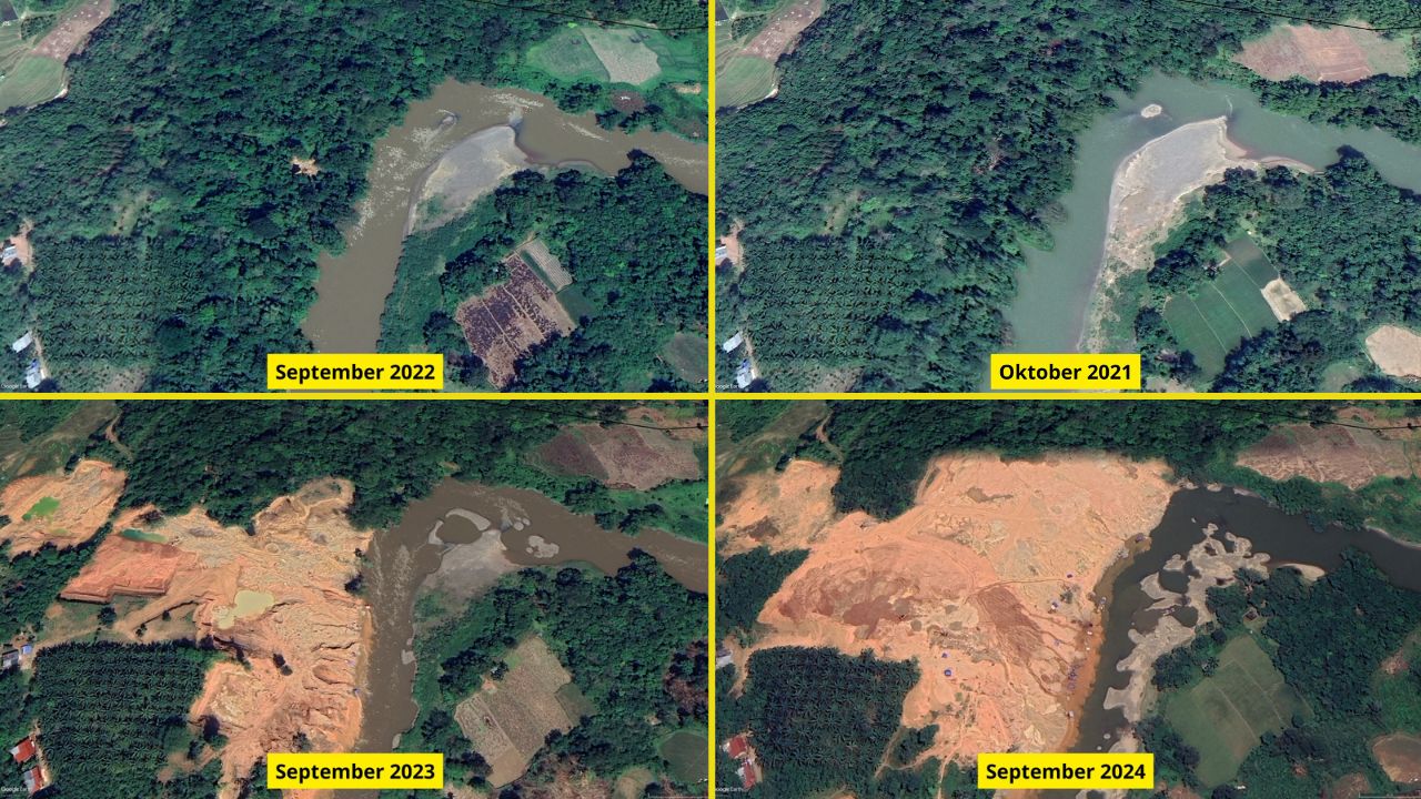 Walhi Sumbar Rilis Citra Satelit Tambang Emas Ilegal di Sijunjung, Begini Perubahannya Selama 4 Tahun