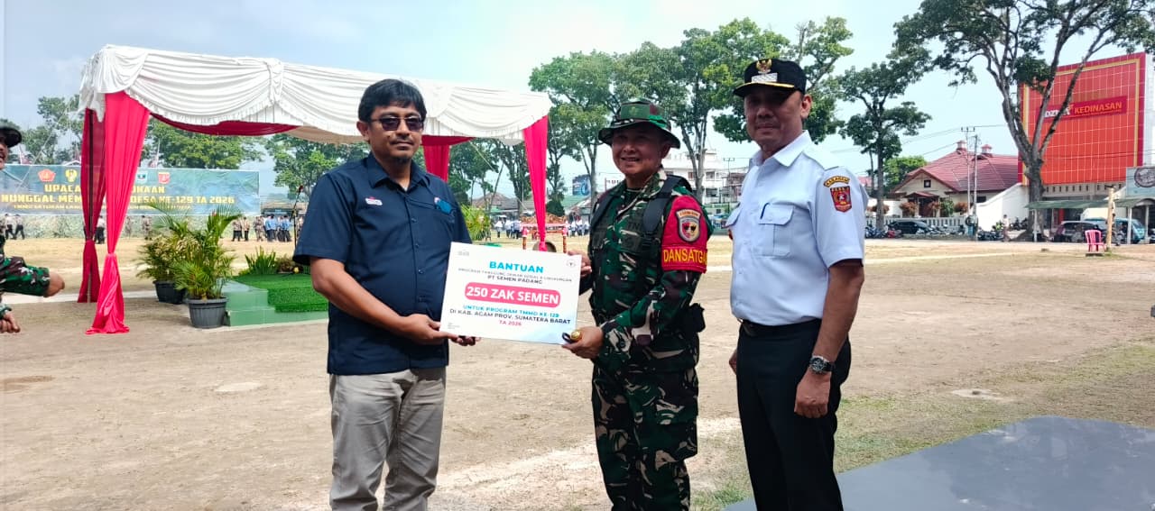 PT Semen Padang Salurkan 500 Zak Semen untuk Dukung TMMD ke-129 di Agam dan Lima Puluh Kota