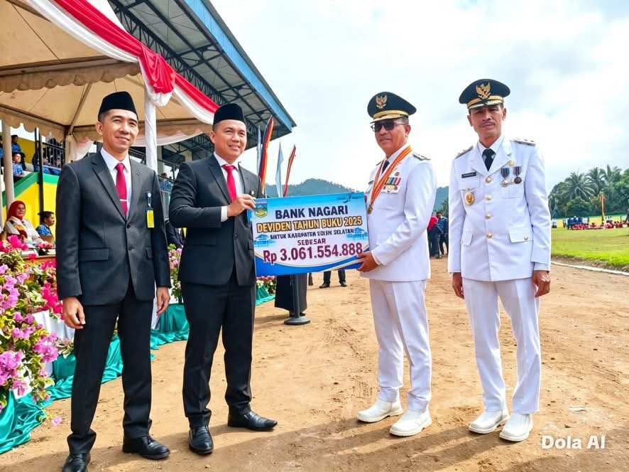 Bank Nagari Serahkan Dividen Rp3,06 Miliar untuk Pemkab Solok Selatan
